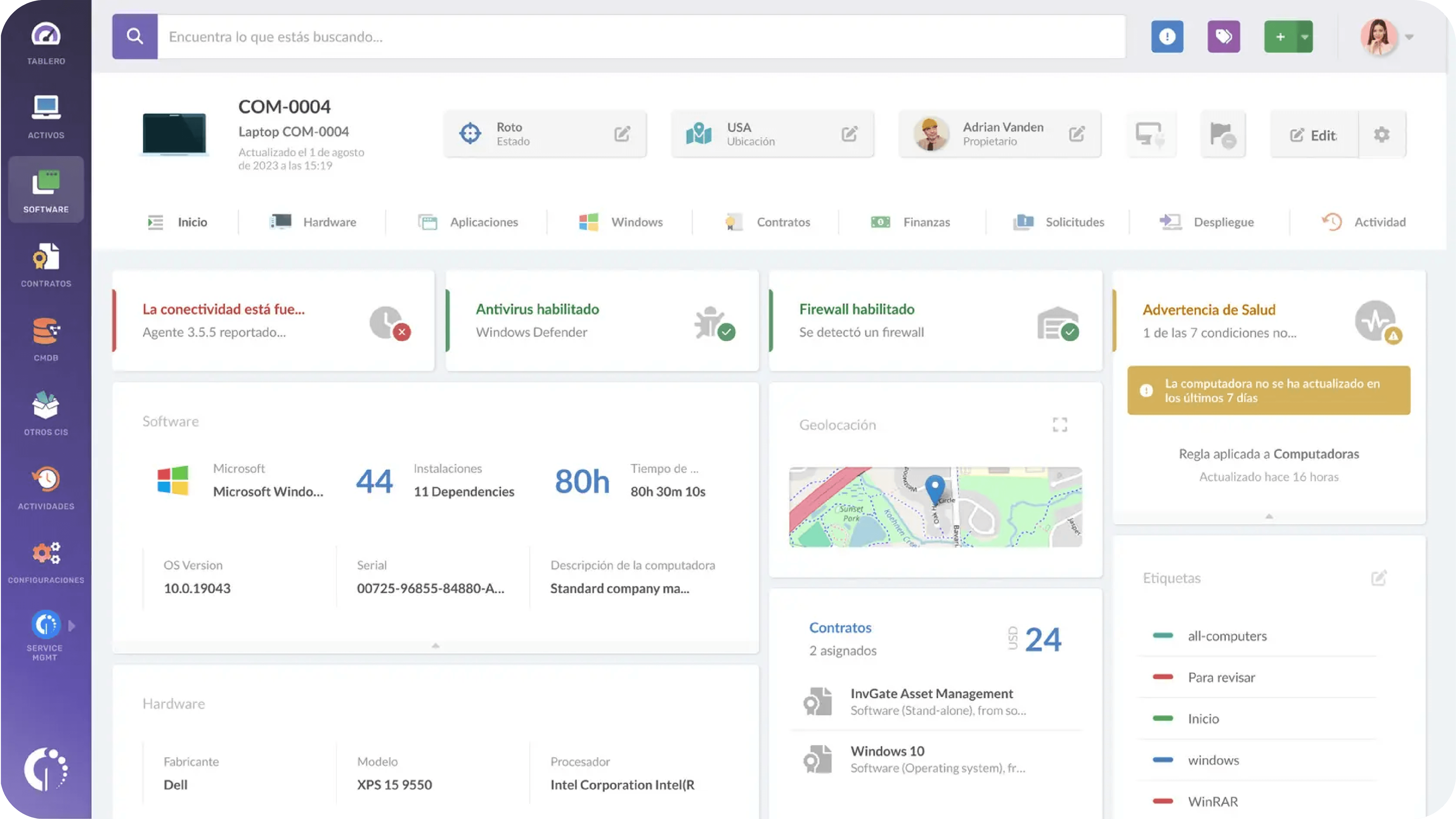 Dashboard InvGate AM